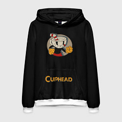 Толстовка-худи мужская Cuphead: Black Mugman, цвет: 3D-белый