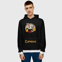Толстовка-худи мужская Cuphead: Black Mugman, цвет: 3D-белый — фото 2