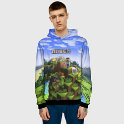Толстовка-худи мужская Майнкрафт: Павел, цвет: 3D-черный — фото 2