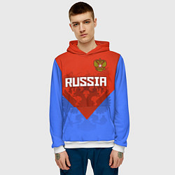 Толстовка-худи мужская Russia Red & Blue, цвет: 3D-белый — фото 2