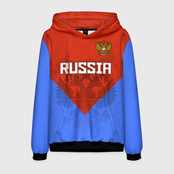 Толстовка-худи мужская Russia Red & Blue, цвет: 3D-черный