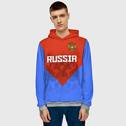 Толстовка-худи мужская Russia Red & Blue, цвет: 3D-меланж — фото 2