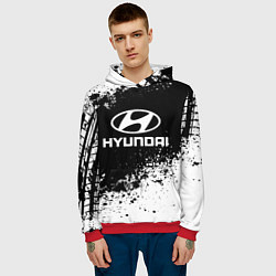 Толстовка-худи мужская Hyundai: Black Spray, цвет: 3D-красный — фото 2