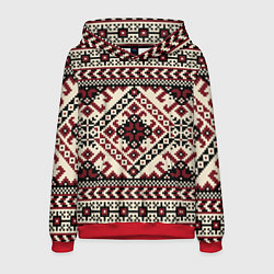 Толстовка-худи мужская Славянский орнамент, цвет: 3D-красный