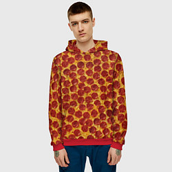 Толстовка-худи мужская Пицца пепперони, цвет: 3D-красный — фото 2
