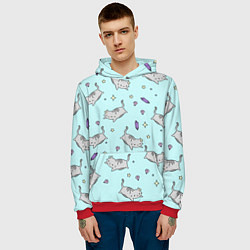 Толстовка-худи мужская Кавайные котики, цвет: 3D-красный — фото 2