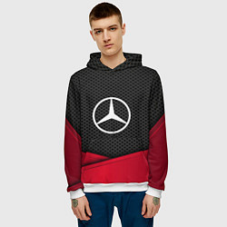 Толстовка-худи мужская Mercedes Benz: Grey Carbon, цвет: 3D-белый — фото 2