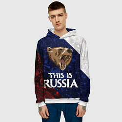 Толстовка-худи мужская Russia: Roaring Bear, цвет: 3D-белый — фото 2