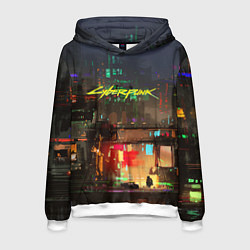 Толстовка-худи мужская Cyberpunk 2077: Night City, цвет: 3D-белый