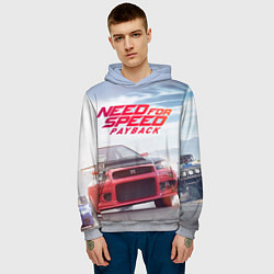 Толстовка-худи мужская Need for Speed: Payback, цвет: 3D-меланж — фото 2