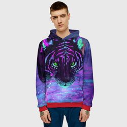 Толстовка-худи мужская Неоновый тигр, цвет: 3D-красный — фото 2