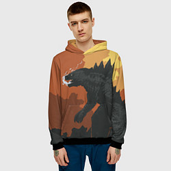 Толстовка-худи мужская Godzilla: Monster Smoke, цвет: 3D-черный — фото 2