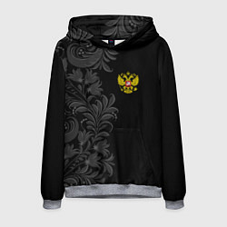 Толстовка-худи мужская Герб России и орнамент, цвет: 3D-меланж
