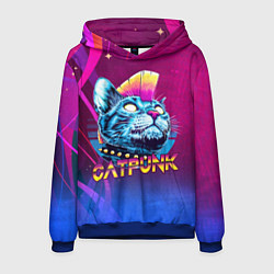 Толстовка-худи мужская Котопанк, цвет: 3D-синий