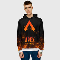 Толстовка-худи мужская Apex Legends: Orange Flame, цвет: 3D-белый — фото 2