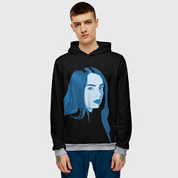 Толстовка-худи мужская Billie Eilish: Blue Style, цвет: 3D-меланж — фото 2