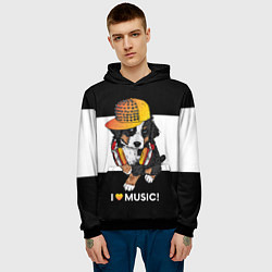 Толстовка-худи мужская I like music, цвет: 3D-черный — фото 2