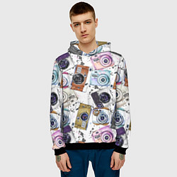 Толстовка-худи мужская Старинные фотоаппараты, цвет: 3D-черный — фото 2