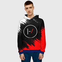 Толстовка-худи мужская 21 Pilots: Black & Red, цвет: 3D-синий — фото 2