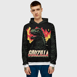 Толстовка-худи мужская Flame Godzilla, цвет: 3D-белый — фото 2