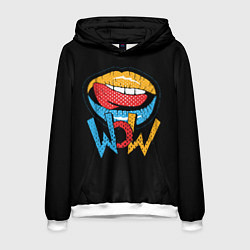 Толстовка-худи мужская Wow - lips with tongue, цвет: 3D-белый