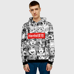 Толстовка-худи мужская Hentai - collage, цвет: 3D-черный — фото 2