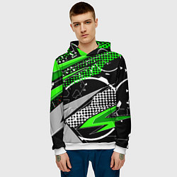 Толстовка-худи мужская Black and green corners, цвет: 3D-белый — фото 2