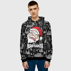 Толстовка-худи мужская Плохой Санта с конфетой, цвет: 3D-черный — фото 2