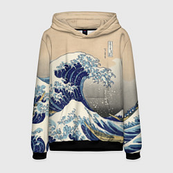 Толстовка-худи мужская Kanagawa Wave Art, цвет: 3D-черный