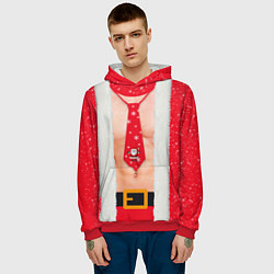 Толстовка-худи мужская Рождественский костюм с голым торсом, цвет: 3D-красный — фото 2