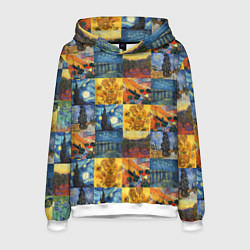 Толстовка-худи мужская Картины Ван Гога, цвет: 3D-белый