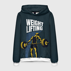 Толстовка-худи мужская Wheight lifting, цвет: 3D-белый