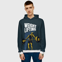 Толстовка-худи мужская Wheight lifting, цвет: 3D-белый — фото 2