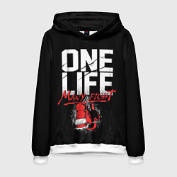 Толстовка-худи мужская One Life Many Fight, цвет: 3D-белый