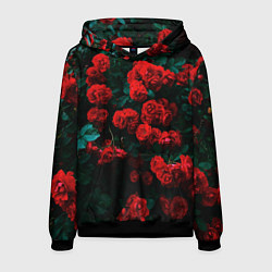 Толстовка-худи мужская Розы, цвет: 3D-черный