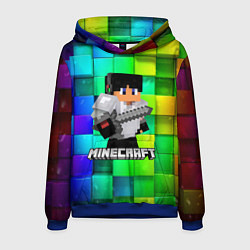 Толстовка-худи мужская Minecraft Майнкрафт, цвет: 3D-синий