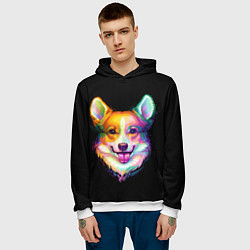 Толстовка-худи мужская Корги, цвет: 3D-белый — фото 2