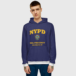 Толстовка-худи мужская Бруклин 9-9 департамент NYPD, цвет: 3D-белый — фото 2