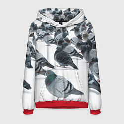 Толстовка-худи мужская Голуби, цвет: 3D-красный