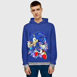 Толстовка-худи мужская Sonic, цвет: 3D-меланж — фото 2