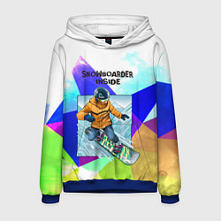 Толстовка-худи мужская Сноуборд, цвет: 3D-синий