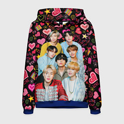 Толстовка-худи мужская I Love BTS, цвет: 3D-синий