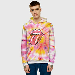 Толстовка-худи мужская Rolling Stones tie-dye, цвет: 3D-белый — фото 2