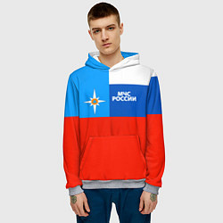 Толстовка-худи мужская Флаг МЧС России, цвет: 3D-меланж — фото 2