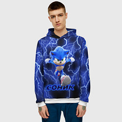 Толстовка-худи мужская SONIC, цвет: 3D-белый — фото 2