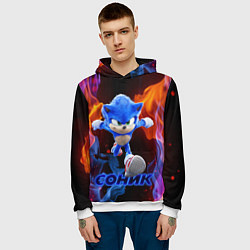 Толстовка-худи мужская SONIC, цвет: 3D-белый — фото 2