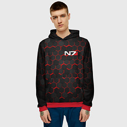 Толстовка-худи мужская MASS EFFECT N7, цвет: 3D-красный — фото 2