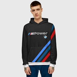 Толстовка-худи мужская BMW POWER CARBON, цвет: 3D-белый — фото 2