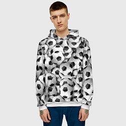 Толстовка-худи мужская Футбольные мячи много, цвет: 3D-белый — фото 2