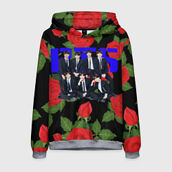 Толстовка-худи мужская BTS Roses Black, цвет: 3D-меланж